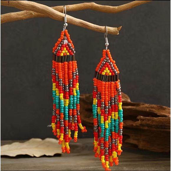 No Brand Jewelry - Boho Retro Long Beaded Tassel Earrings NEW